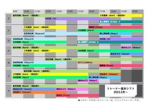 トレーナー基本シフト5月のコピー