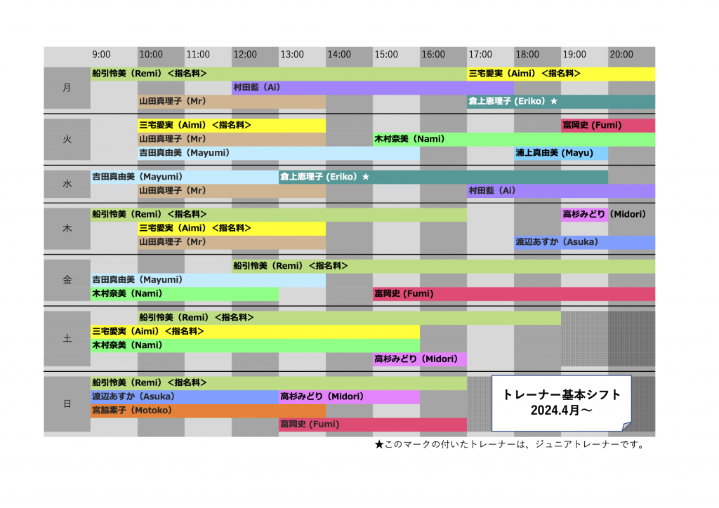 トレーナー基本シフト(202404)のコピー